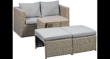 Loungeset Cancun 5-delig modulair - PE Wicker & Staal - Tuinset