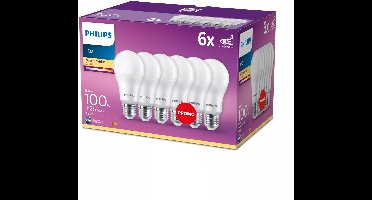 Energiezuinige Philips LED Lamp Mat - 100 W - E27 - warmwit licht - 6 stuks - Bespaar op energiekosten