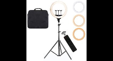 LuminexPro® 18" (45cm) LED Ringlamp met Statief van 2m (verstelbaar), Telefoonhouder, Draagzak | 45 cm | Youtube | TikTok | Instagram | Vlogging | Fotografie | Ringlamp met statief | Ring lamp 18 inch | Ringlight | Ring Light