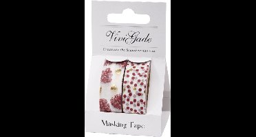 Masking Tape, denneappels en stippen - folie, B: 15 mm, 2x4 m/ 1 doos