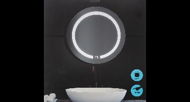 Ronde LED wandspiegel 45cm met touch schakelaar - Verre|Hout - SILUMEN