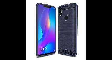 Ntech Soft Brushed TPU Hoesje Geschikt voor Huawei P Smart Plus (2018) - Donker Blauw