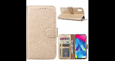 Ntech Hoesje Geschikt Voor Samsung Galaxy M10 Portemonnee Hoesje / Book Case - Goud