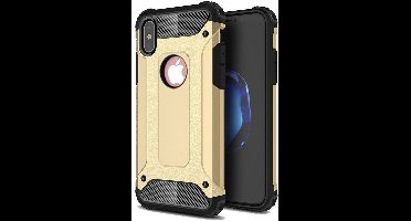 Ntech hoesje Geschikt voor iPhone X / Xs Dual layer Rugged Armor hoesje - Goud