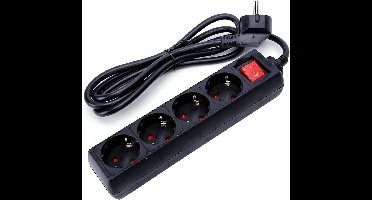 Stekkerdoos met Schakelaar - Verlengsnoer met Schakelaar - Igia Quino - 3680W - 4 Stopcontacten - 1.5 Meter - Zwart | Nederland