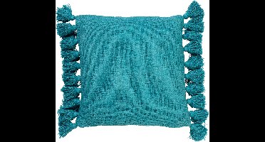 Dutch Decor RUBY - kussenhoes 45x45 cm - 100% katoen - met flosjes - Aquarelle - blauw - met rits - zonder binnenkussen
