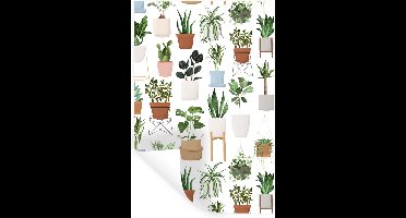 Muurstickers - Sticker Folie - Planten - Pastel - Wit - 20x30 cm - Plakfolie - Muurstickers Kinderkamer - Zelfklevend Behang - Zelfklevend behangpapier - Stickerfolie