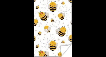 Poster Patronen - Bijen - Hartjes - 20x30 cm