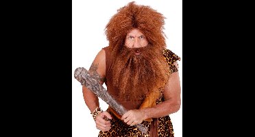 "Kastanjebruine pruik met baard voor volwassenen - Verkleedpruik - One size"