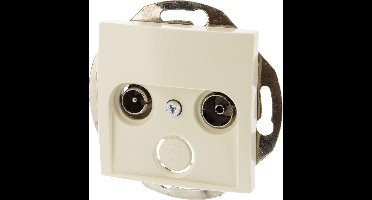 Contactdoos – radio – tv – inbouw – doorvoerbaar – geschikt voor afdekraam Berker S1 – crème