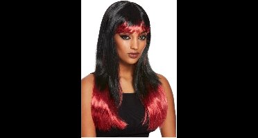 Smiffys Pruik Bleeding Dip Dye Zwart/Rood