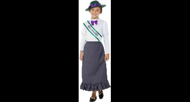 Smiffys - Victorian Suffragette Kinder Kostuum - Kids tm 6 jaar - Wit/Grijs
