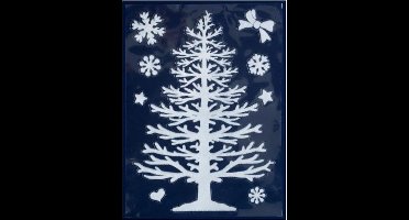 Peha Stickerset Boom En Sneeuwvlokken 29,5 X 40 Cm Wit 8-delig