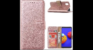 Hoesje Geschikt Voor Samsung Galaxy A01 Core Hoesje book case met Pasjeshouder - Rose Goud