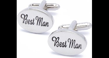 Manchetknopen - Best Man Tekst Zilver Ovaal