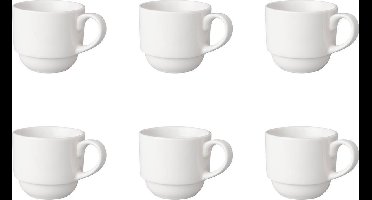 Mammoet - Budgetline - Koffiekop breed - 6 stuks - 20 cl - Wit - Porselein - Kop