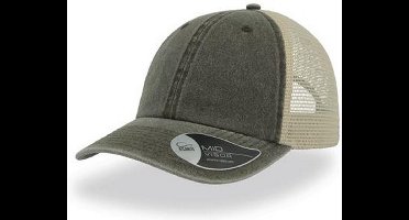 Atlantis Unisex Case Pigment Dyed 6 Panel Trucker Cap (Olijf)