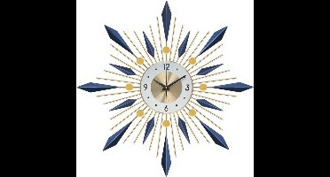 Klok - Wandklok Modern - Klokken - Industrieel - Wit en Blauw