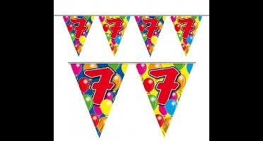 Vlaggenlijn 7 jaar - 2x - 10 meter - plastic - leeftijd vlaggetjes - versiering 7e verjaardag - slinger 7 jaar geworden