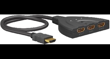 Goobay HDMI schakelaar 3 naar 1 - HDMI1.4 (4K 30Hz) / zwart - 0,50 meter