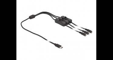 USB-C - 3x DC plug splitter | 5,5 x 2,1mm | max. 5V/3A (15W) | schakelaars | zwart | 1 meter