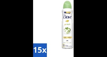 15 x Dove - Deodorant - Go Fresh Cucumber & Green Tea - Frisse en kalmerende geur - 250 ml - Dove Go Fresh - Cucumber & Green Tea - Deodorant Spray - Fris - Kalmerend