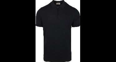 Suitable Knitted Half Zip Polo Donkerblauw (navy) - Maat M - Heren - Polo shirt Heren met Korte mouw