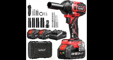 Slagmoersleutel – Accu Slagschroevendraaier – Impact sleutel – Draadloze Momentsleutel – 1/2 Inch Slagmoersleutel – 850 Nm Koppel – Borstelloze Motor Met 2x 4000mAh Batterijen