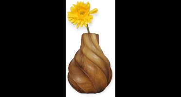 Boltze - Vaas - Bloemenvaas - Houtlook - Keramiek - 22cm - Bruin