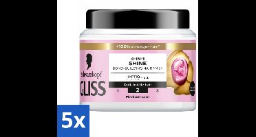 Gliss - Haarmasker - 4in-1 Hair Mask - Voor Zijdezacht en Glanzend Haar - 400 ml - Bulkverpakking - 5 stuks