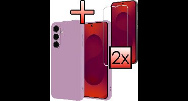 Hoesje - Met 2x Screenprotector - Geschikt voor Samsung Galaxy S25 FE - Sterk & Shockproof - Back Cover - Siliconen Case - Telefoon Hoes - Lila