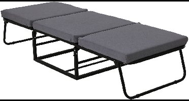 Logeerbed - Vouwbed - Opklapbed - Zetelbed - Logeermatras - 1 persoons - Metalen frame - Grijs