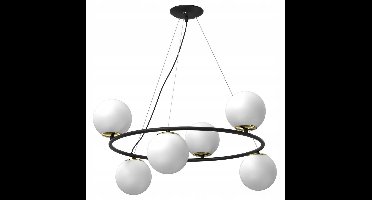 Luminex BOLTI 5678 Kroonluchter met Cirkel en Bollen - Zwart/Goud