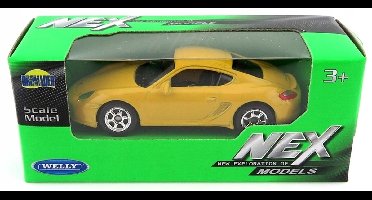 Porsche Cayman S Modelauto Welly 1:60 Geel
