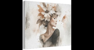 Akoestisch wandpaneel 80x60 cm - Vilt schilderij Bloesem - Portret - Gezicht - Akoestische panelen - Geluidsdempende wanddecoratie - Geluidsisolatie woonkamer - Muurdecoratie geluidspanelen