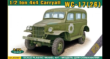 ACE Modelbouwpakket Auto - 72597 Dodge WC-17/26 Carryall - 0,5 Ton 4x4 - WWII Amerikaanse Militaire Truck Plastic - 1:72 - Modelbouw