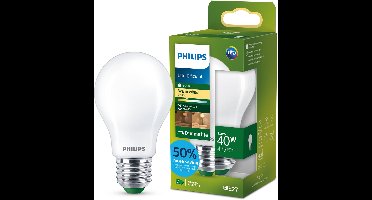 Philips UltraEfficient LED lamp - 40W - E27 fitting - Warmwit licht: 2700K - Dimbaar - Mat glas - A60 lampvorm - Lange levensduur