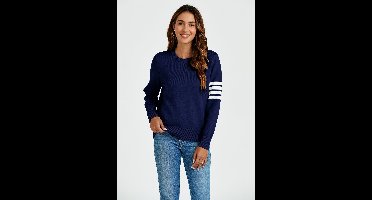 Trui met strepenpatroon in marineblauw