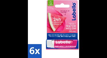 6 x Labello Lippenbalsem Blister Watermelon Shine 4.8 gr - Lippenbalsem - Hydratatie - Glans - Watermeloen - Sheaboter