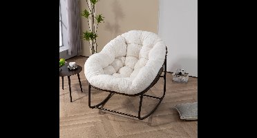 Gutent Gestoffeerde schommelstoel, outdoor lounge stoel voor veranda, woonkamer, terras, tuin, Wit