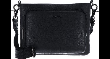 MANDARINA DUCK Leren Schoudertas Mellow Leather Crossover Bag Nero Zwart
