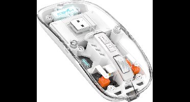 Draadloze Muis voor Laptop en Computer Wit - Bluetooth - Ergonomisch 2.4G - LED Transparant omhulsel - Laptop - Universeel - LED - USB C