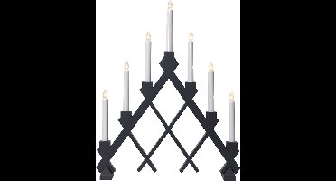 Star Trading Grote houten kaarsenboog 'Rut', 7 x E10 kaarsen, netvoeding, zwart, H 53 cm, B 43 cm