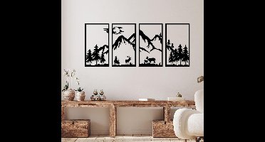 JGS ® Decoratieve Wandhanger met Metaal Vogel op Tak in Berglandschap Ontwerp