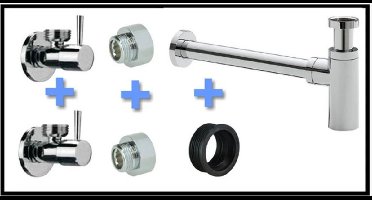 Sanifun Uni-2 Luxe Fontein/Wastafel Aansluitset + Sifon Chroom