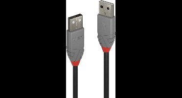 LINDY USB-kabel USB 2.0 USB-A stekker, USB-A stekker 3.00 m Zwart, Grijs 36694