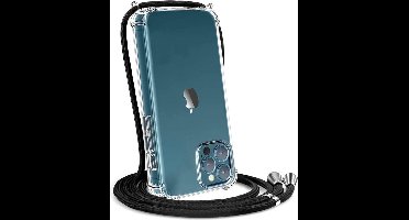 Hoesje Geschikt voor iPhone 13 Pro Max Hoesje transparant silicone met Koord - Hoesje Geschikt voor iPhone 13 Pro Max hoesje met koord - Hoesje Geschikt voor iPhone 13 Pro Max met koord draagkoord TPU backcover - Zwart