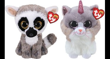 Ty - Knuffel - Beanie Buddy - Linus Lemur & Asher Cat