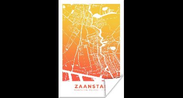 Poster Stadskaart - Zaanstad - Nederland - Oranje - 20x30 cm - Plattegrond