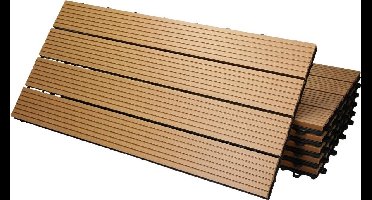 WPC terrastegels 60x30 cm set van 24 voor 4m² teak in houtlook met drainage en kliksysteem